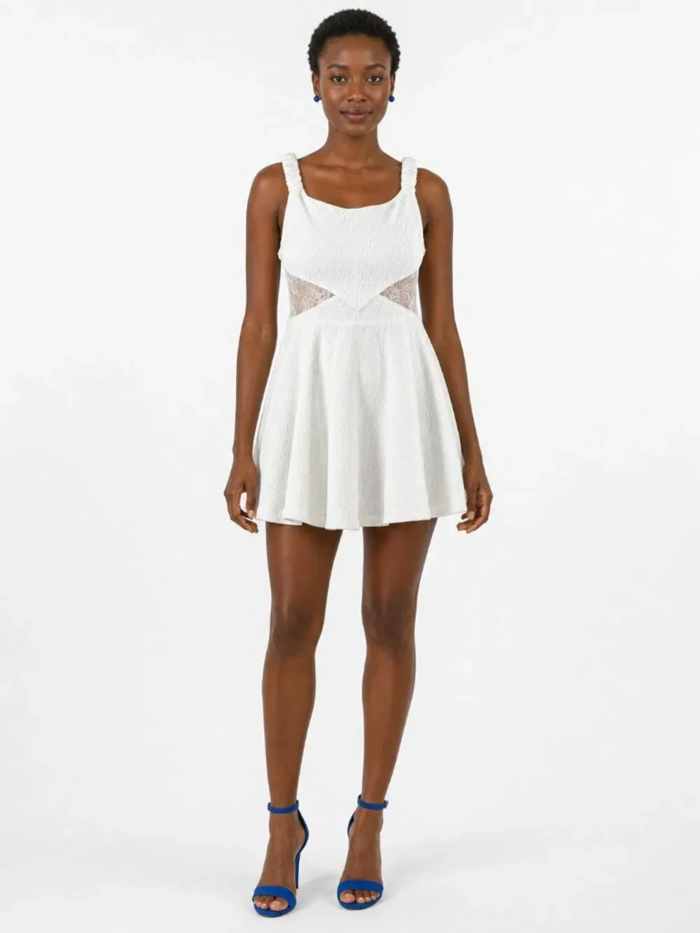 Free People Brooklyn Mini Dress Optic White Lace Cutout Fit And Flare S